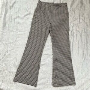 One by Chapter One Houndstooth Flare Wide-Leg Pants Knit Stretch Brown & Black